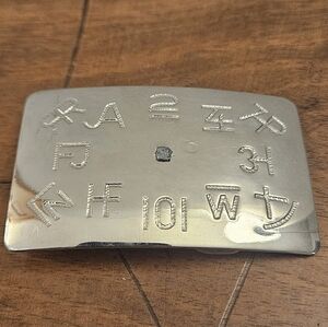 Vtg Chambers Belt Co USA Silver Tone Belt Buckle Cattle Brands Branding Symbols